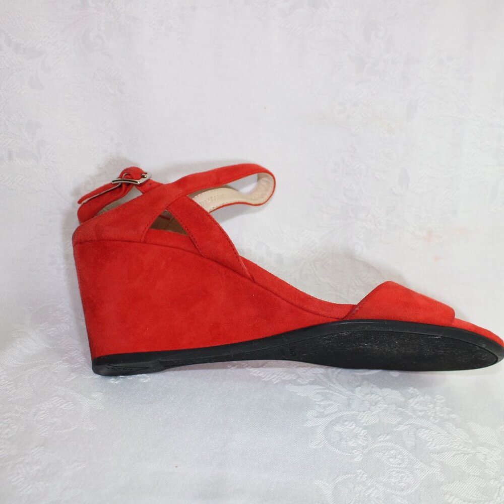 Prada Red Swede Wedges
